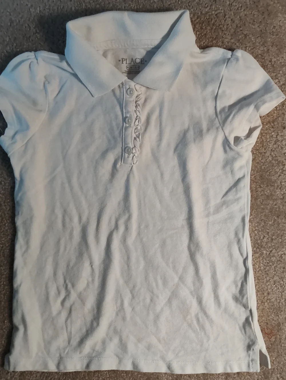 The Children's Place White Ruffle-Trim Polo Top
